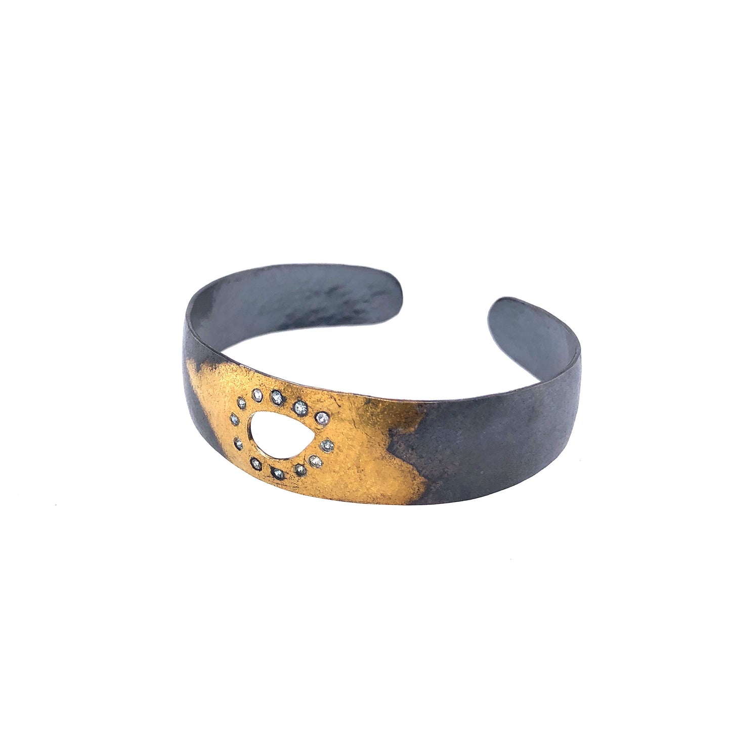Montana Sapphire Cuff Bracelet, Handmade in Gold Keumboo and Sterling Silver