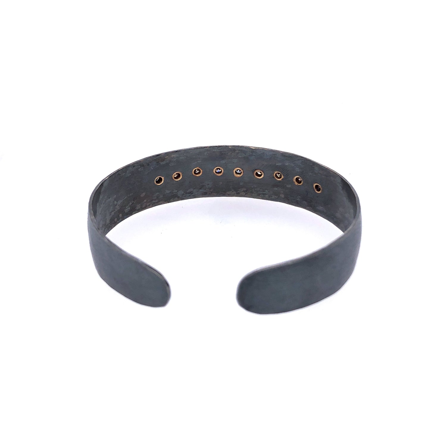 Montana Sapphire Cuff Bracelet, Handmade in Gold Keumboo and Sterling Silver