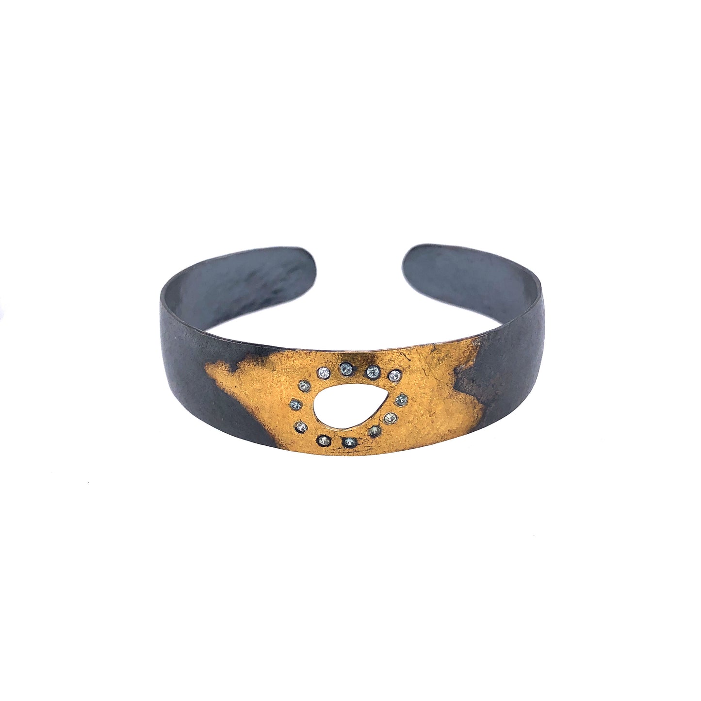 Montana Sapphire Cuff Bracelet, Handmade in Gold Keumboo and Sterling Silver