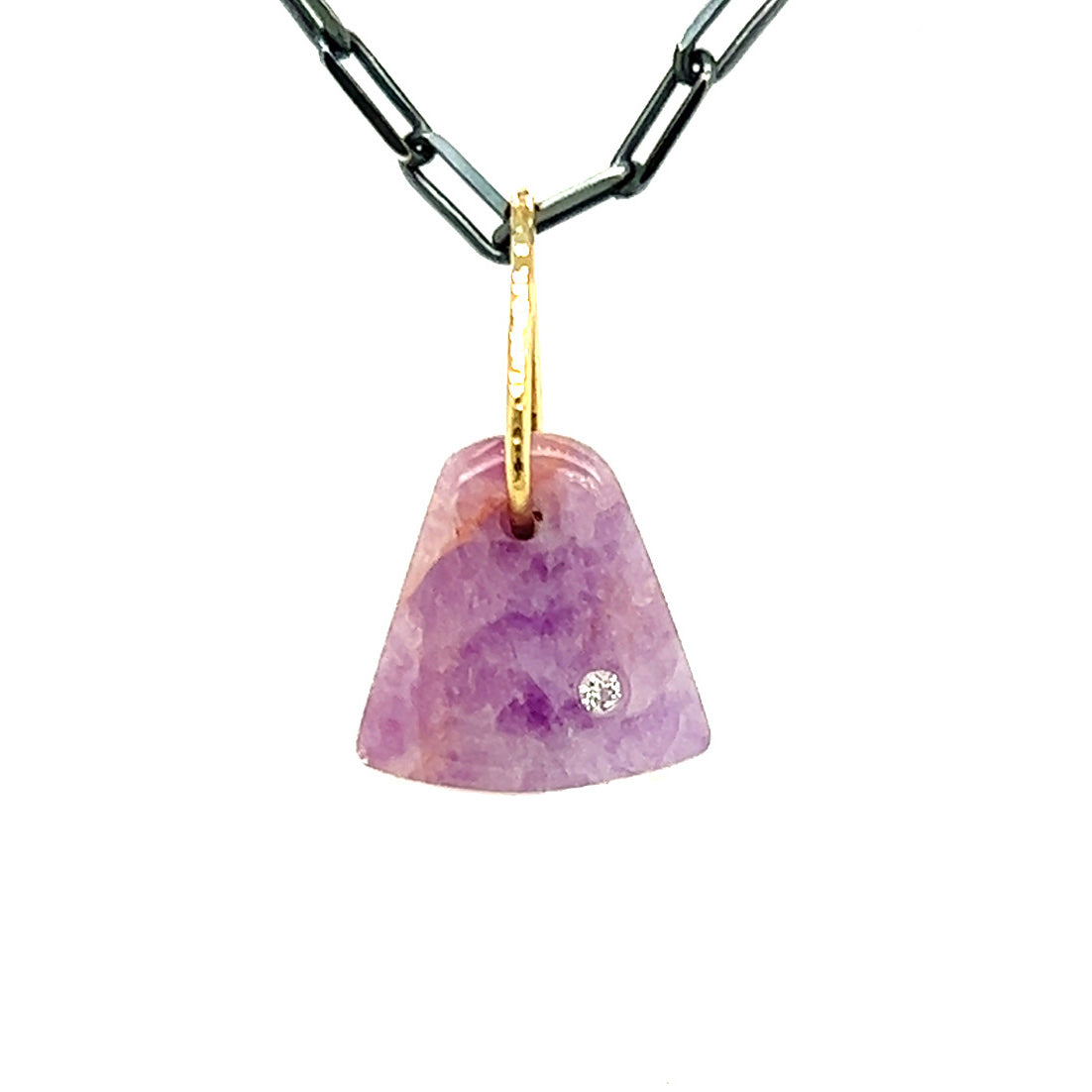 Amethyst and Diamond Gold Mini Pendant