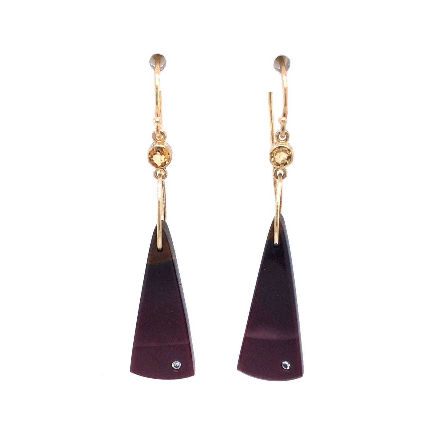 Mookaite, Diamond, and Citrine Gold Earrings