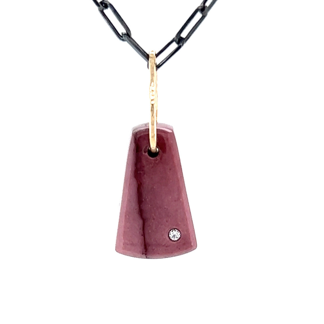 Mookatite and Diamond Mini Gold Pendant