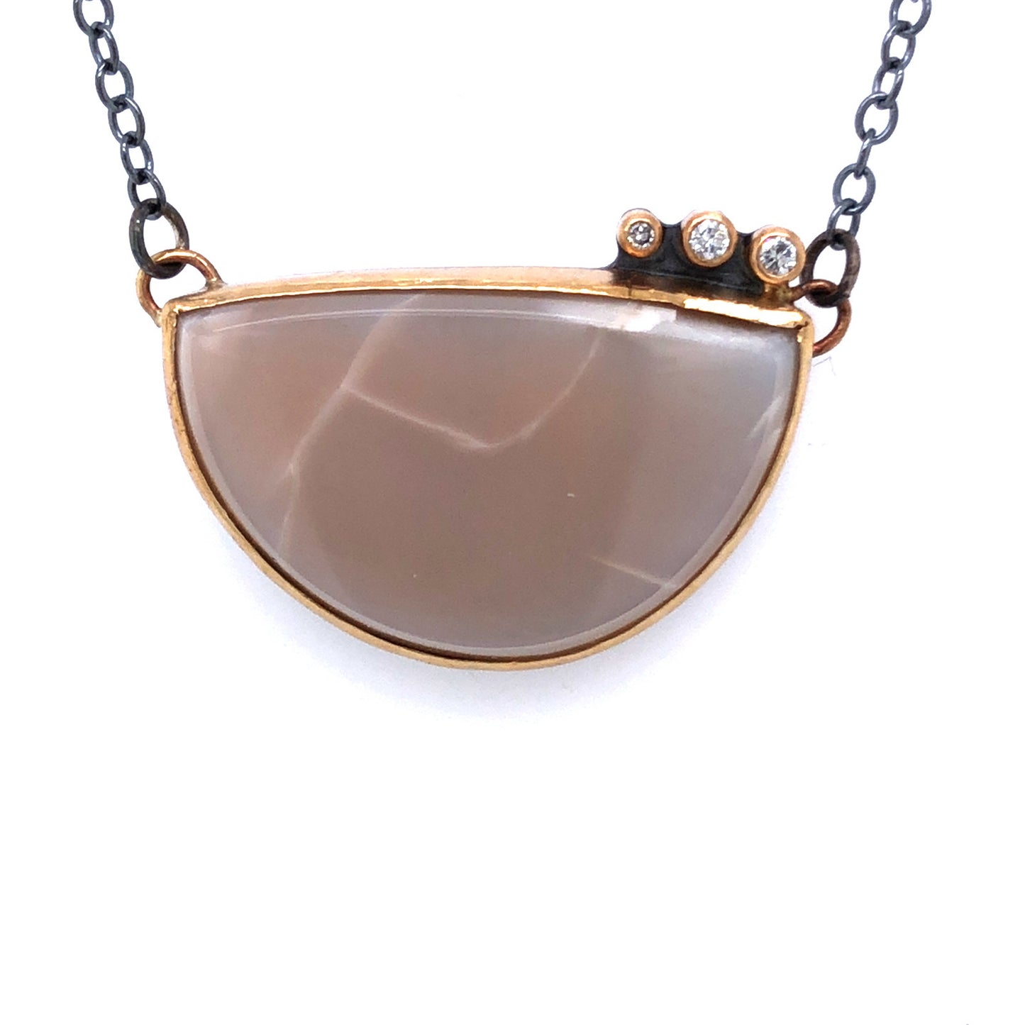 Moonstone and Diamond Gold Necklace