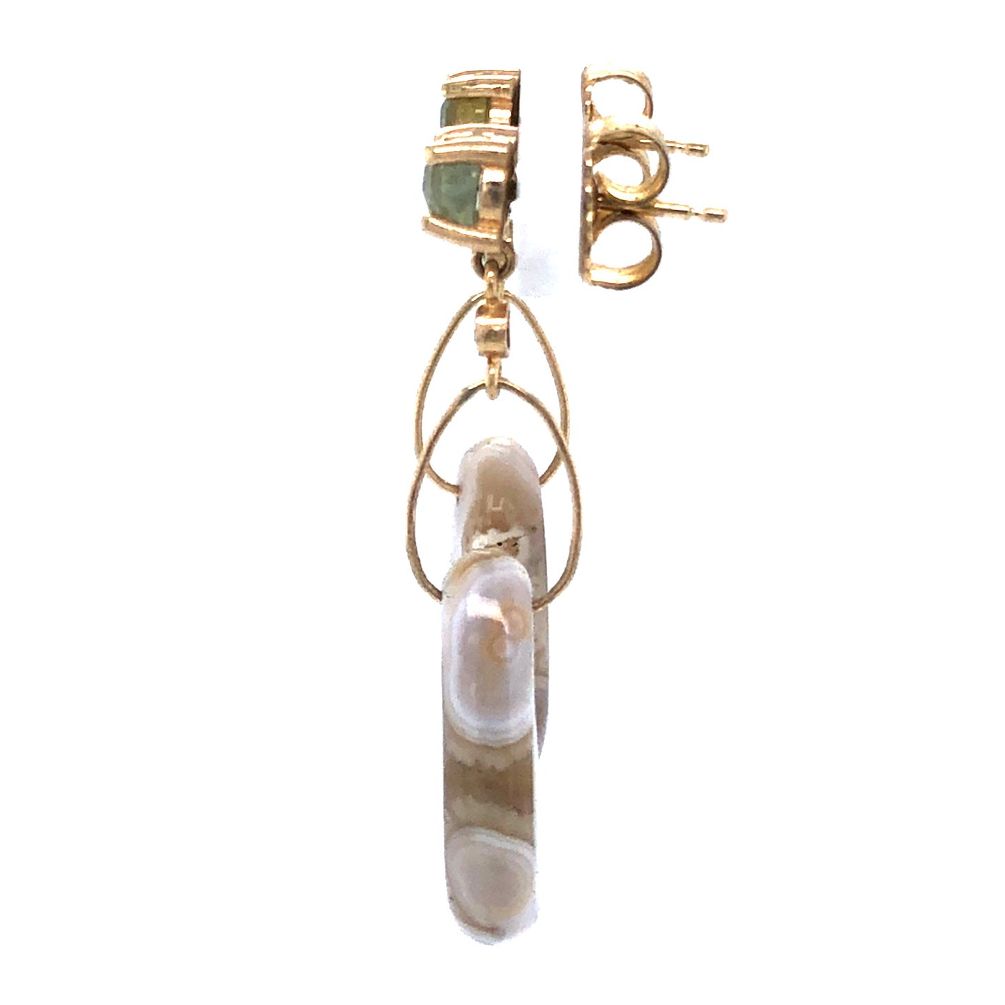 Montana sapphires, Diamonds, and Ocean Jasper Gold Earrings