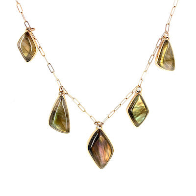 Labradorite Multi Stone Gold Necklace