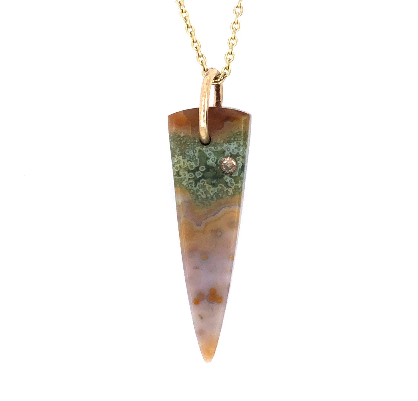 Ocean Jasper and Diamond Gold Pendant