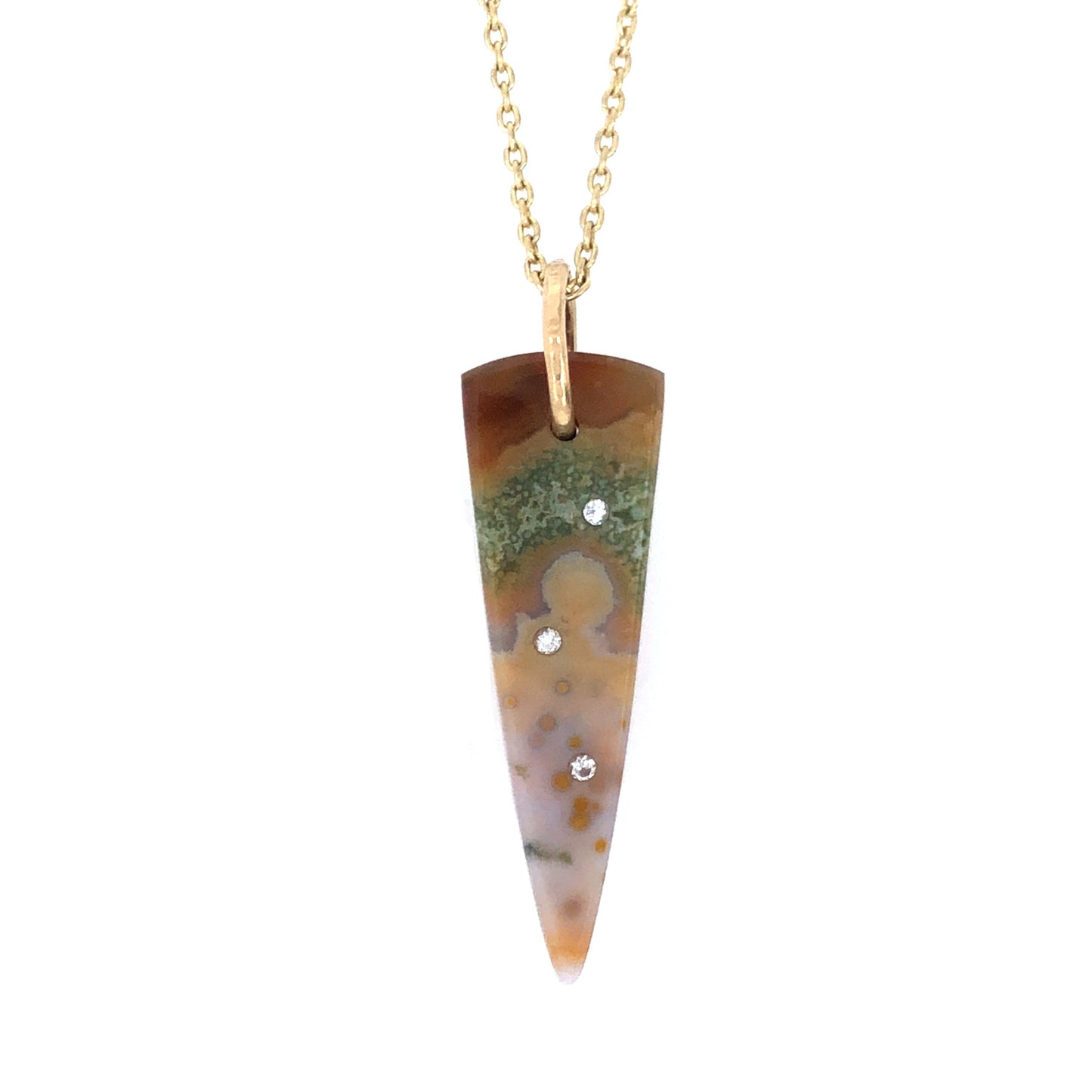 Ocean Jasper and Diamond Gold Pendant