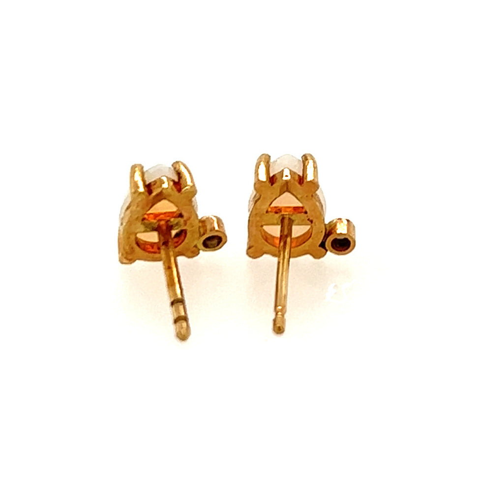 Opal and Montana Sapphire Gold Stud Earrings