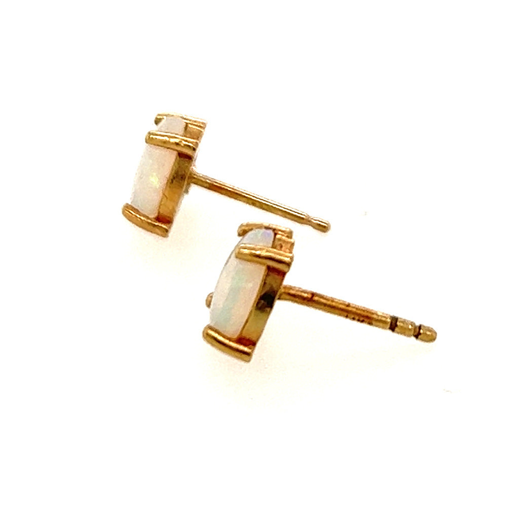 Opal and Montana Sapphire Gold Stud Earrings
