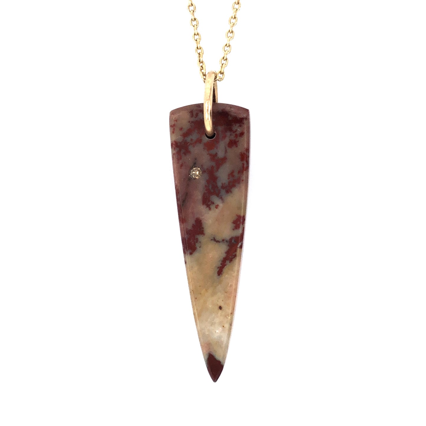 Owyhee Dendritic Jasper and Diamond Gold Pendant