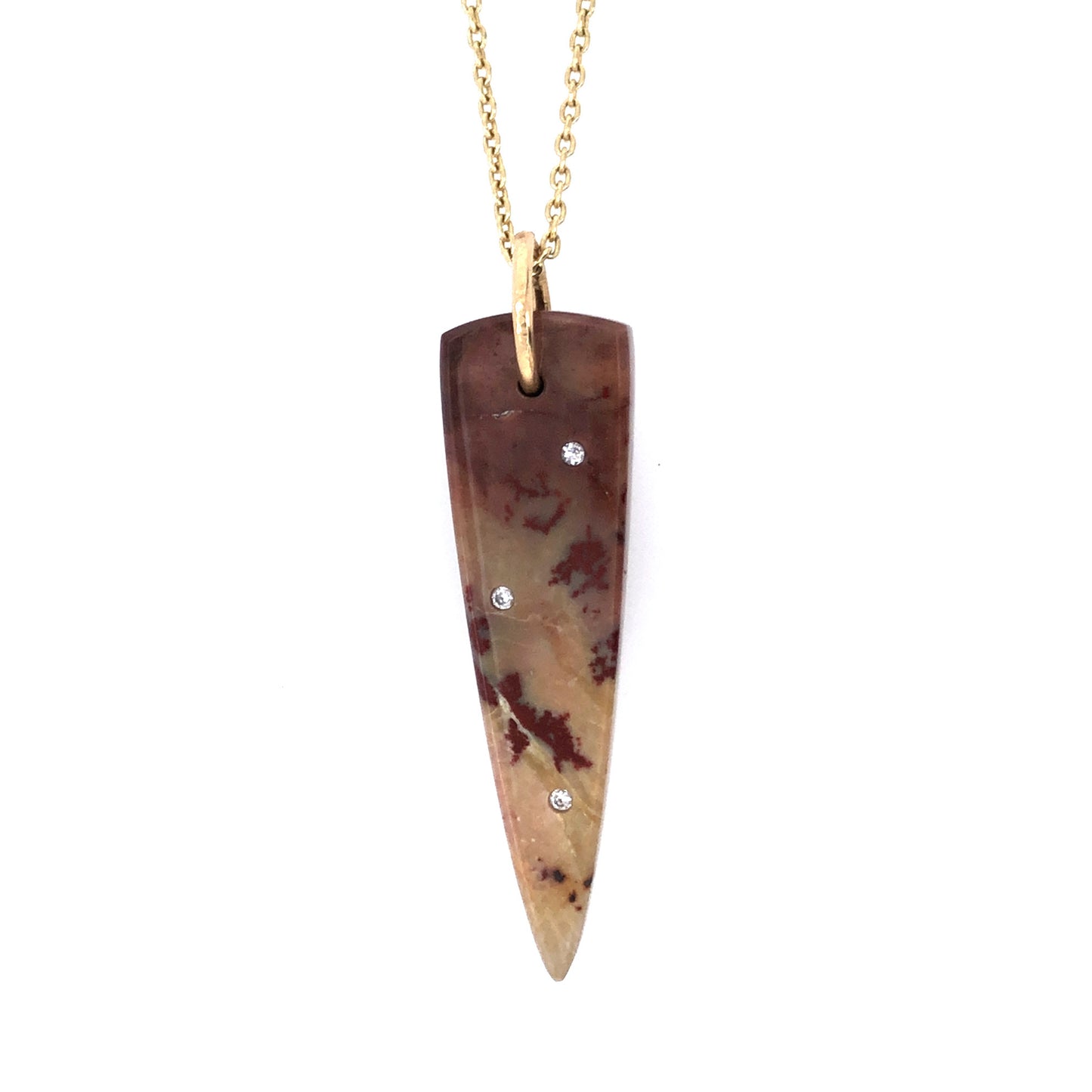 Owyhee Dendritic Jasper and Diamond Gold Pendant