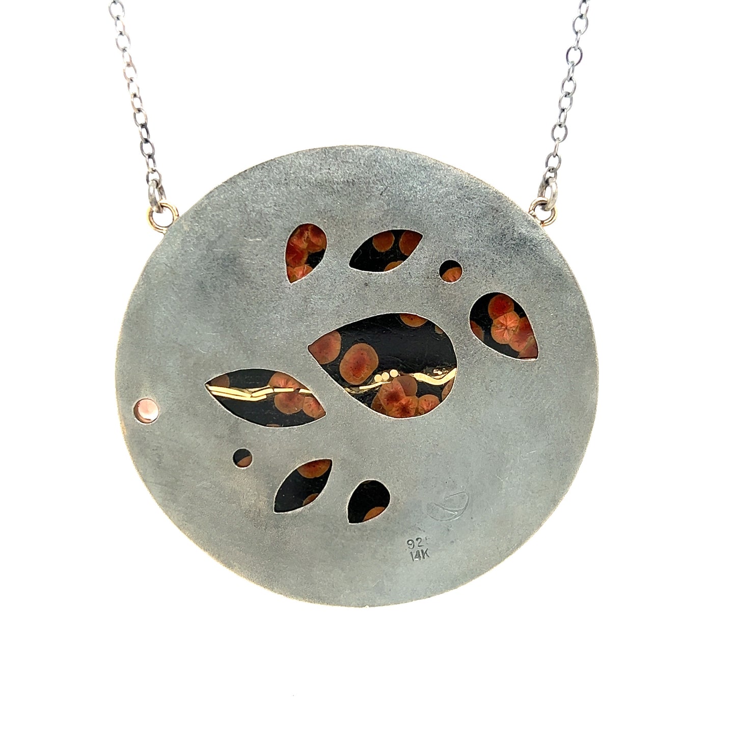 Peanut Obsidian and Sunstone Gold Kintsugi Necklace