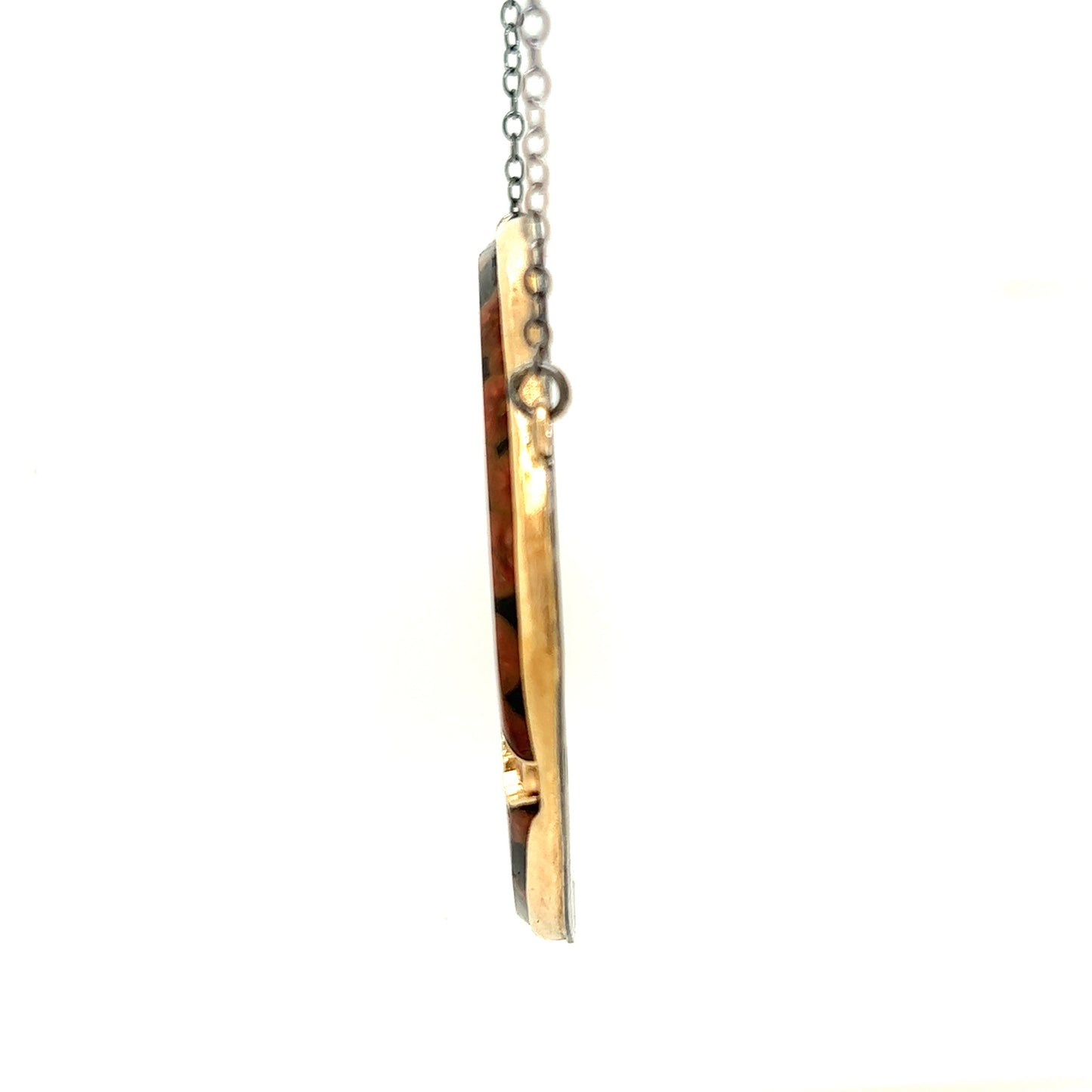 Peanut Obsidian and Sunstone Gold Kintsugi Necklace
