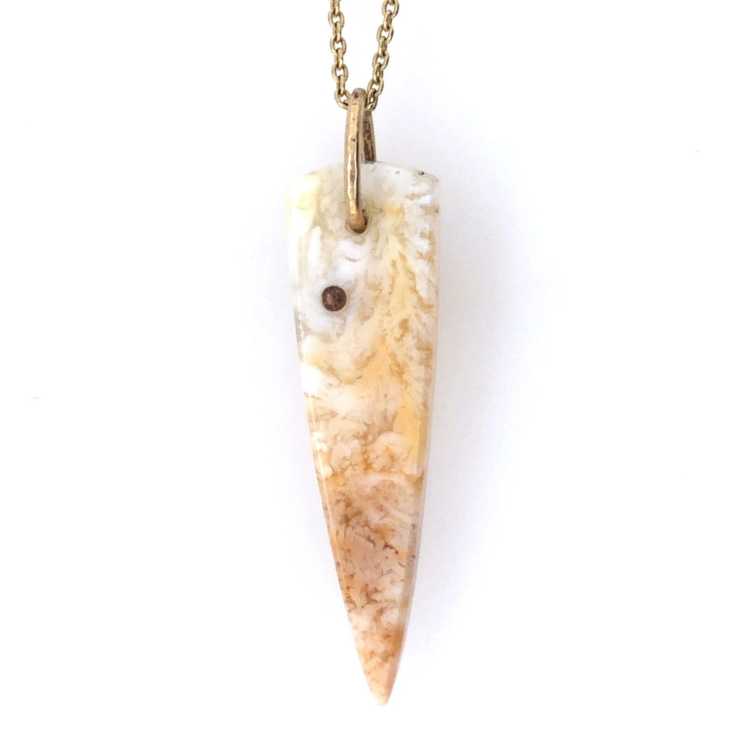 Plume Agate Diamond and Gold Pendant