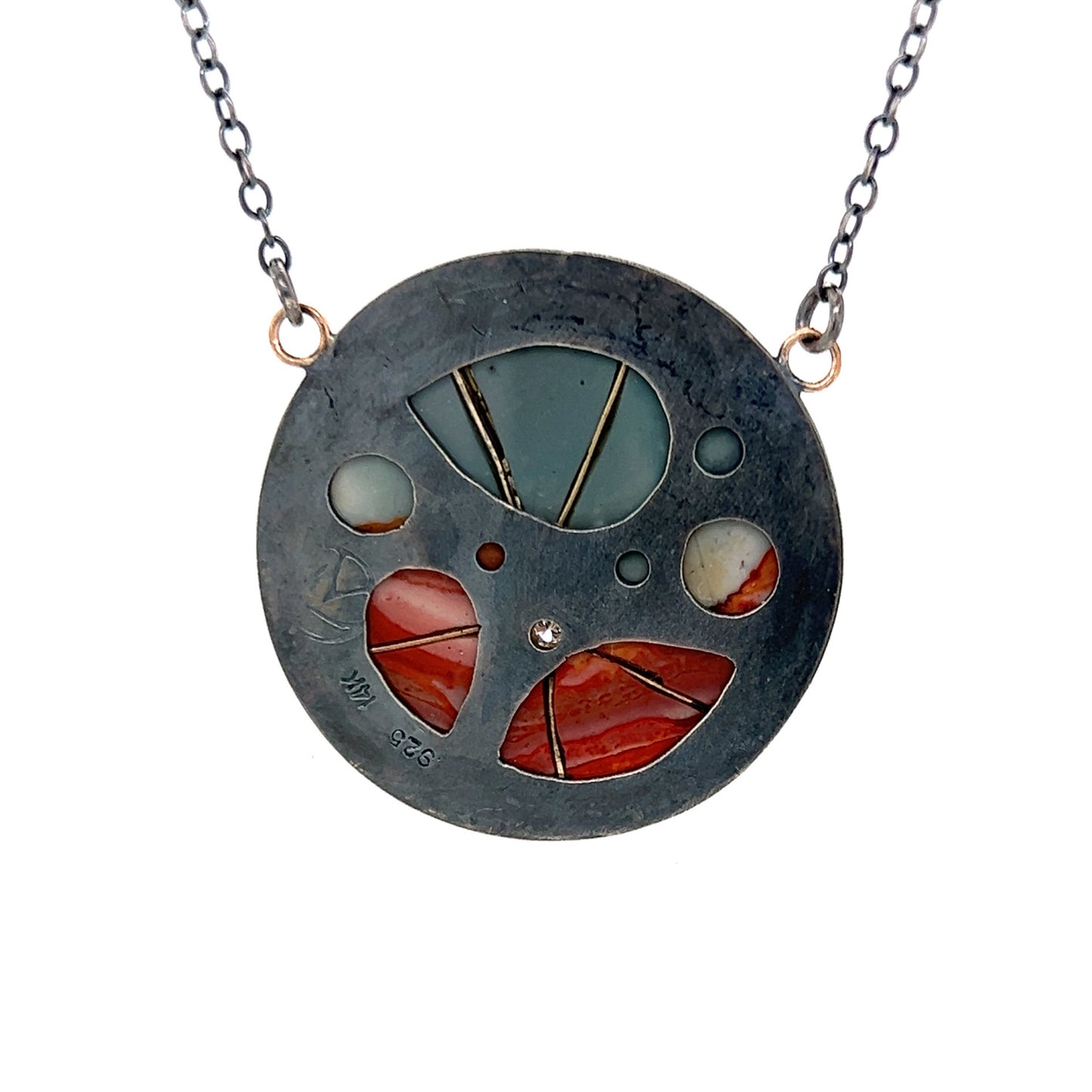 Polychrome Jasper and Diamond Gold Kintsugi Necklace
