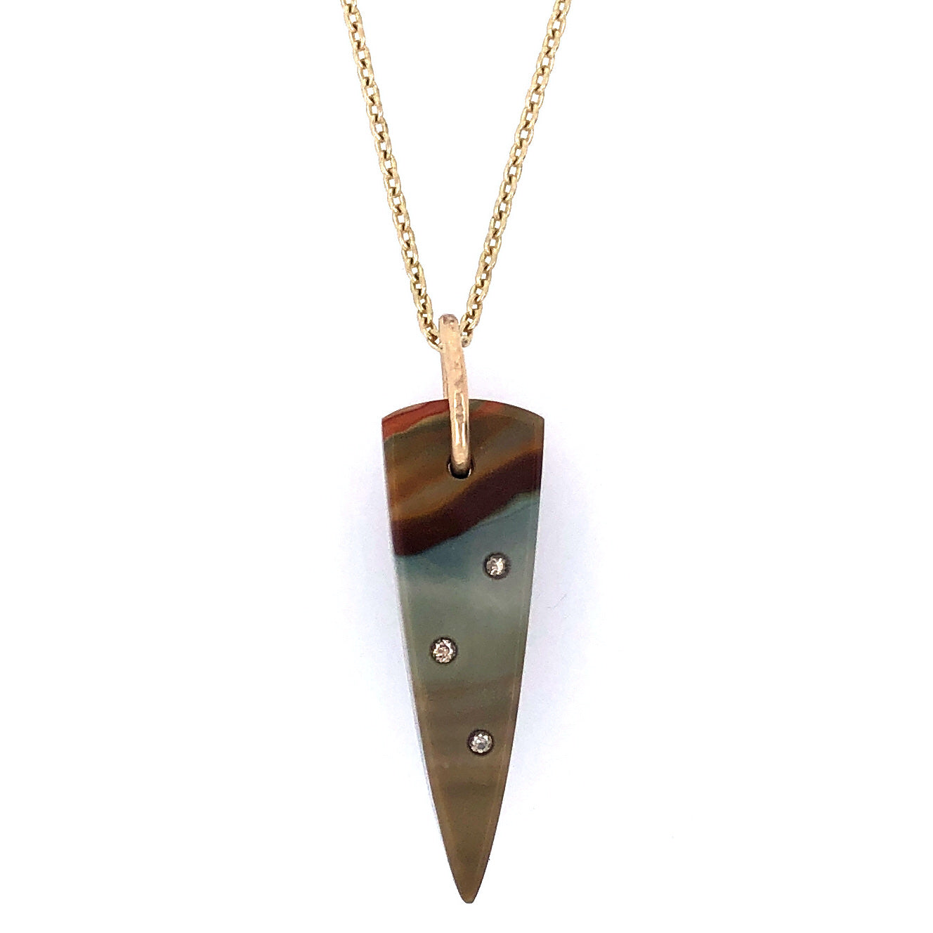 Polychrome Jasper Diamond and Gold Pendant