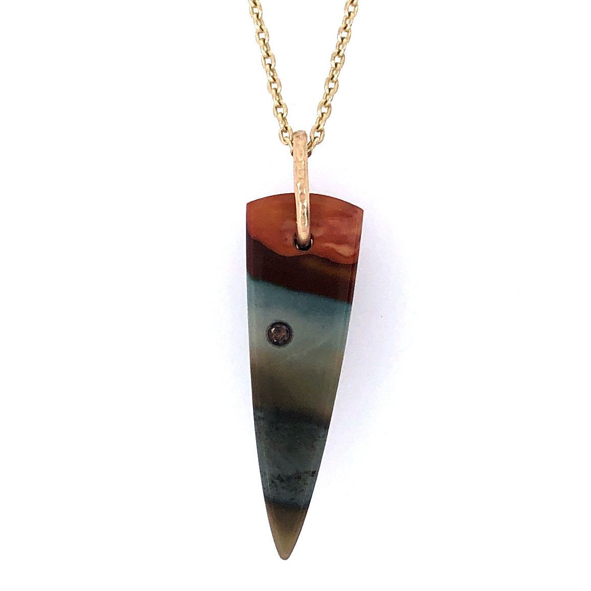 Polychrome Jasper Diamond and Gold Pendant