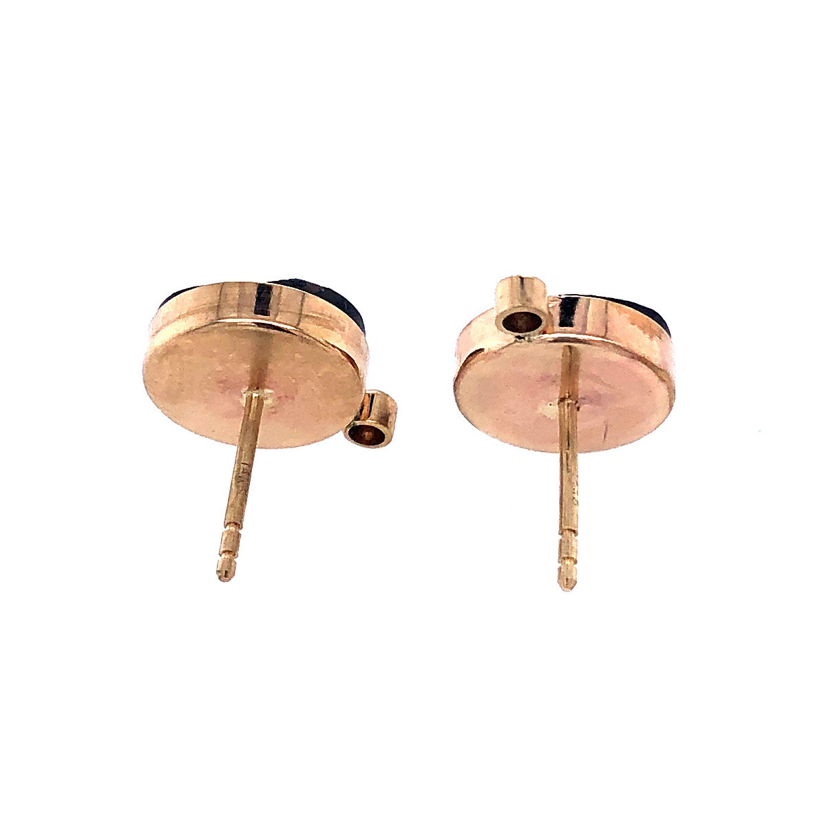 Pyrite in Schist, Diamond Gold Stud Earrings