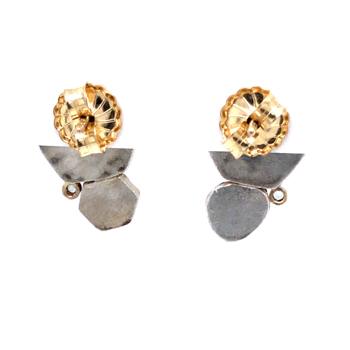 Sapphire and Diamond Slice Gold Stud Earrings
