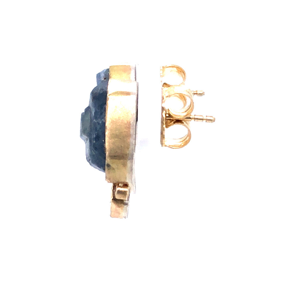 Sapphire and Diamond Slice Gold Stud Earrings