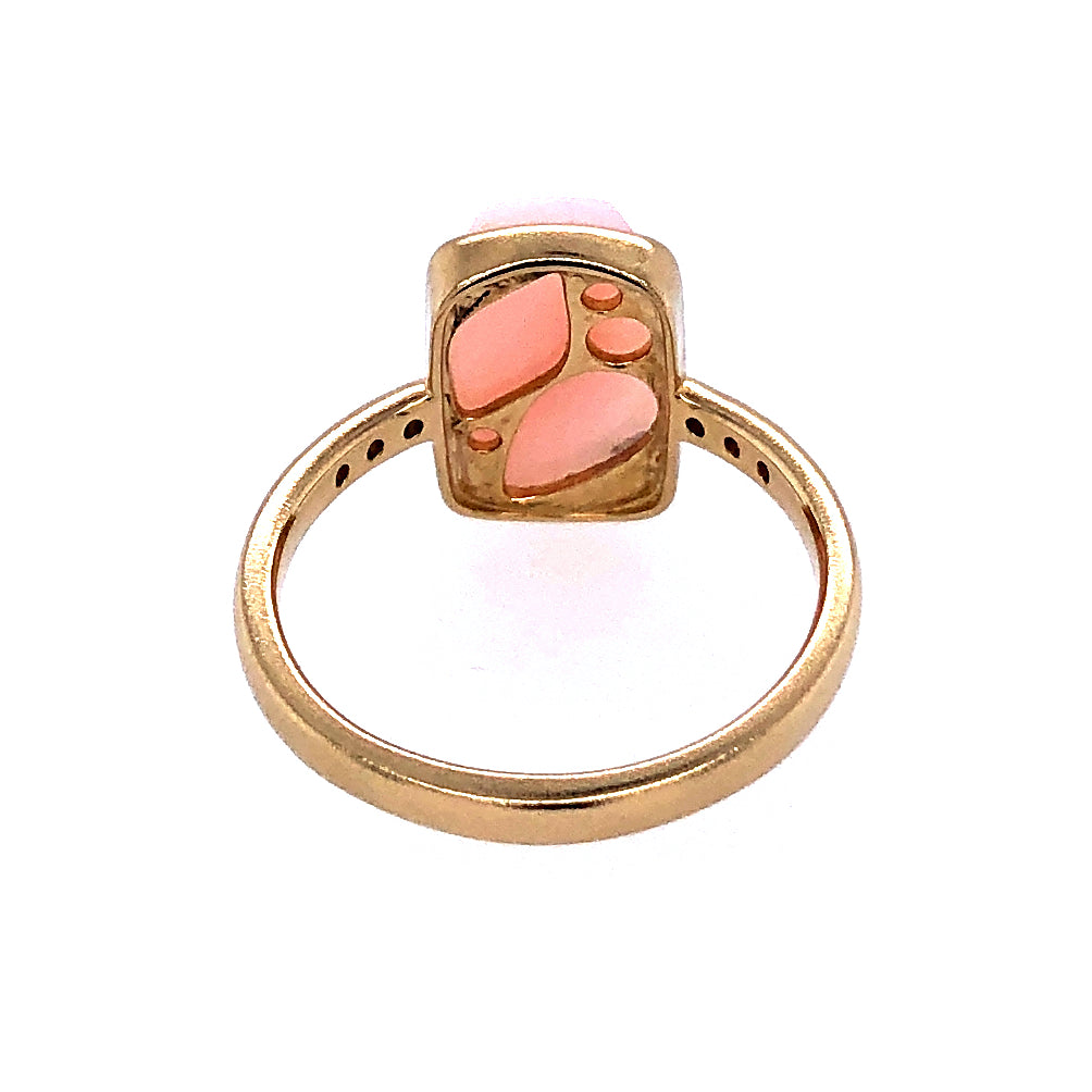 Rectangle Stone Gold Ring with Diamonds