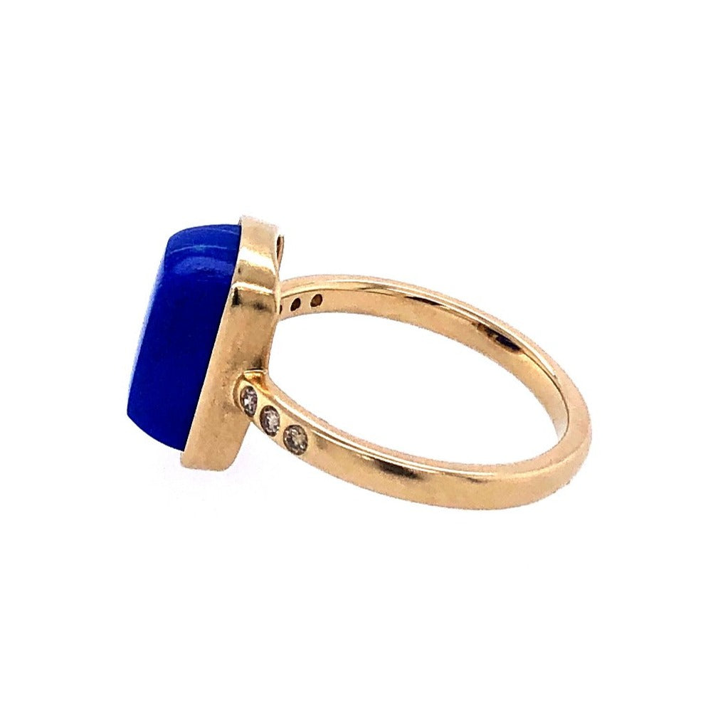 Rectangle Stone Gold Ring with Diamonds