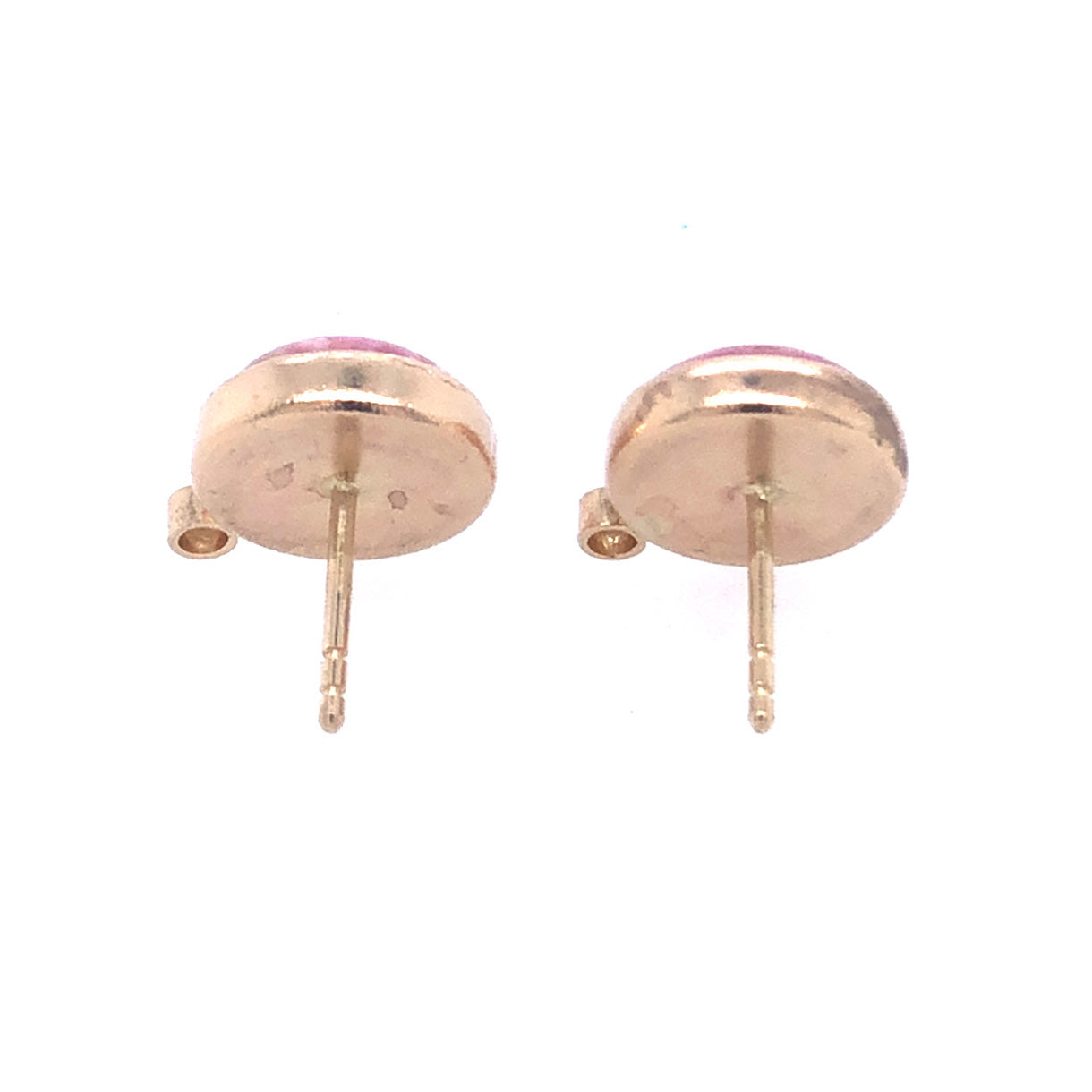 Rhodochrosite and Diamond Gold Stud Earrings