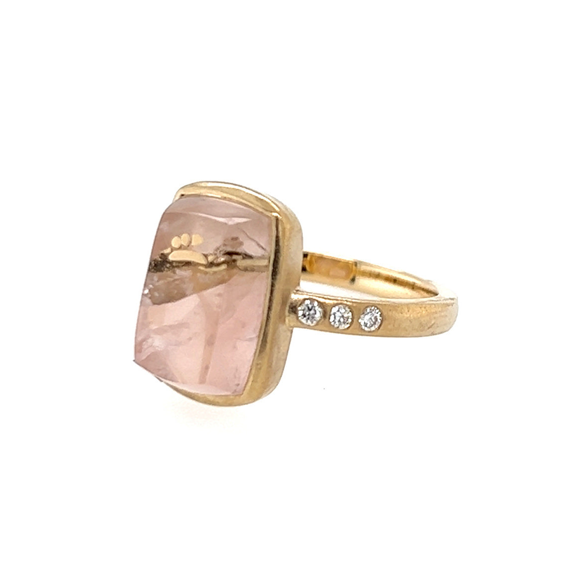 Rectangle Stone Gold Ring with Diamonds