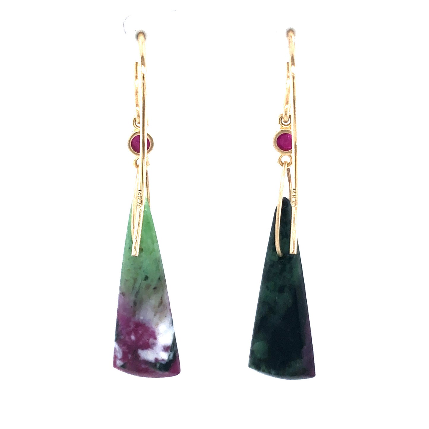 Ruby in Zoisite, Ruby, and Diamond Gold Earrings