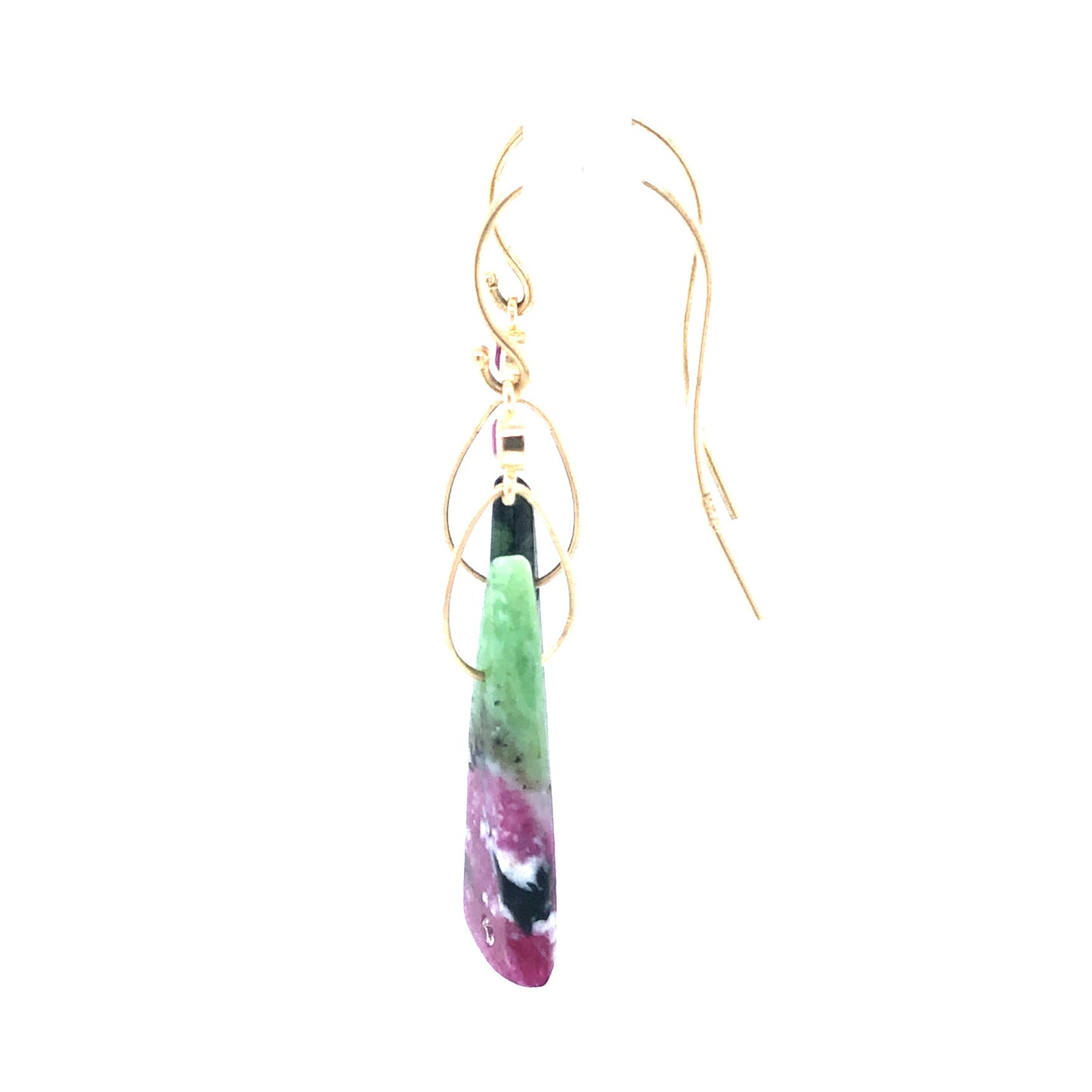 Ruby in Zoisite, Ruby, and Diamond Gold Earrings