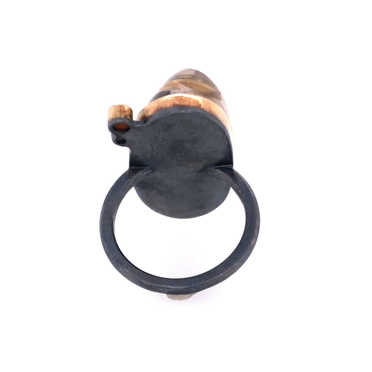 Rutilated Quartz, Sapphire, and Diamond Gold Ring