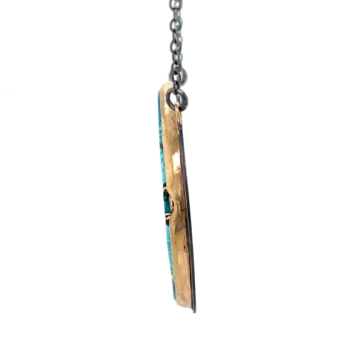 Shattuckite and Montana Sapphire Gold Kintsugi Necklace