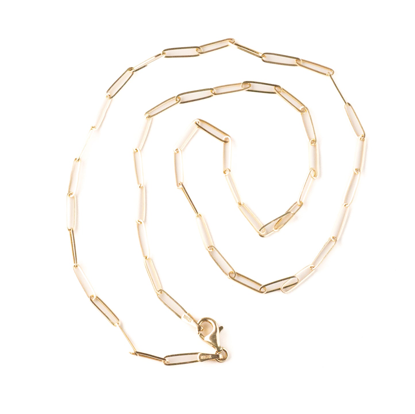 14k Yellow Gold Elongated Link Paperclip Chain