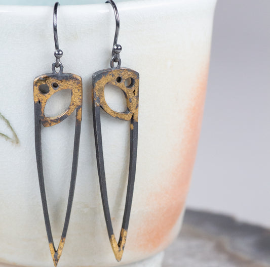 Black and Gold Keumboo Triangle Earrings