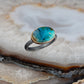Blue Opalized Wood and Diamond Oval Gold Ring