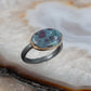 Ruby and Kyanite and Diamond Elliptical Orbit Gold Ring