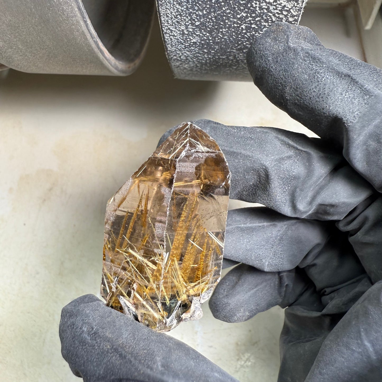 Rutilated Quartz and Diamonds Gold Heart Charm