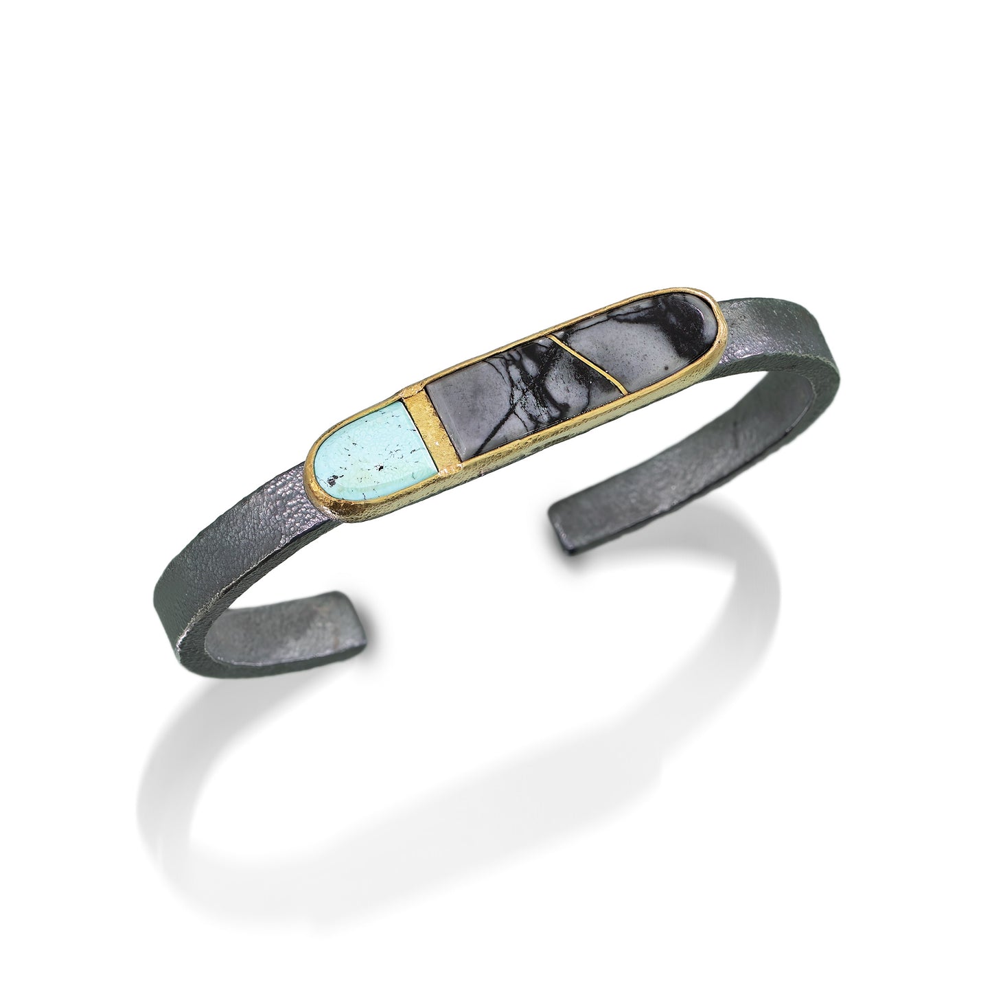 Turquoise and Picasso Jasper Gold Inlay Kintsugi Bracelet