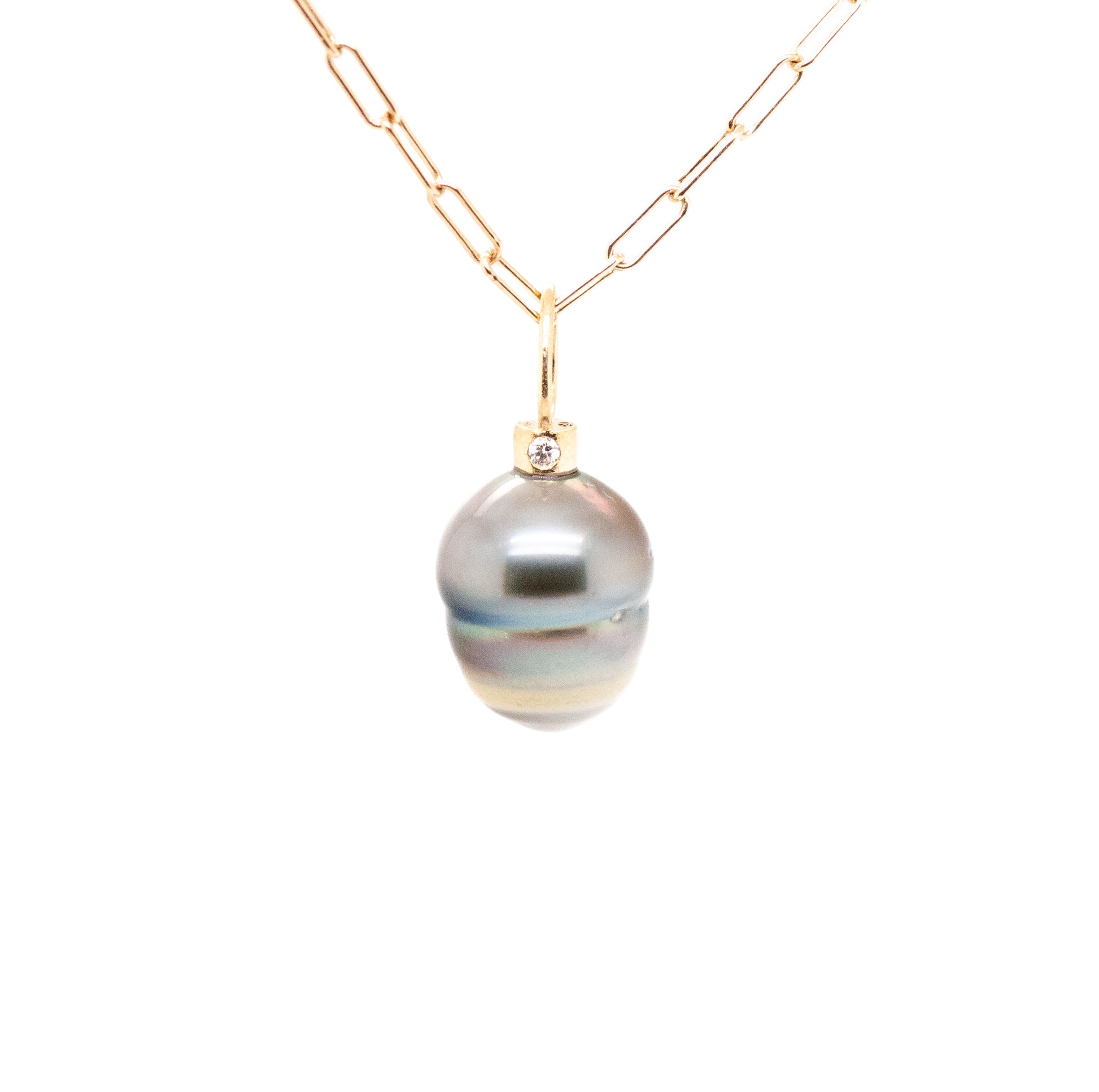 Tahitian diamonds gold pearl charm