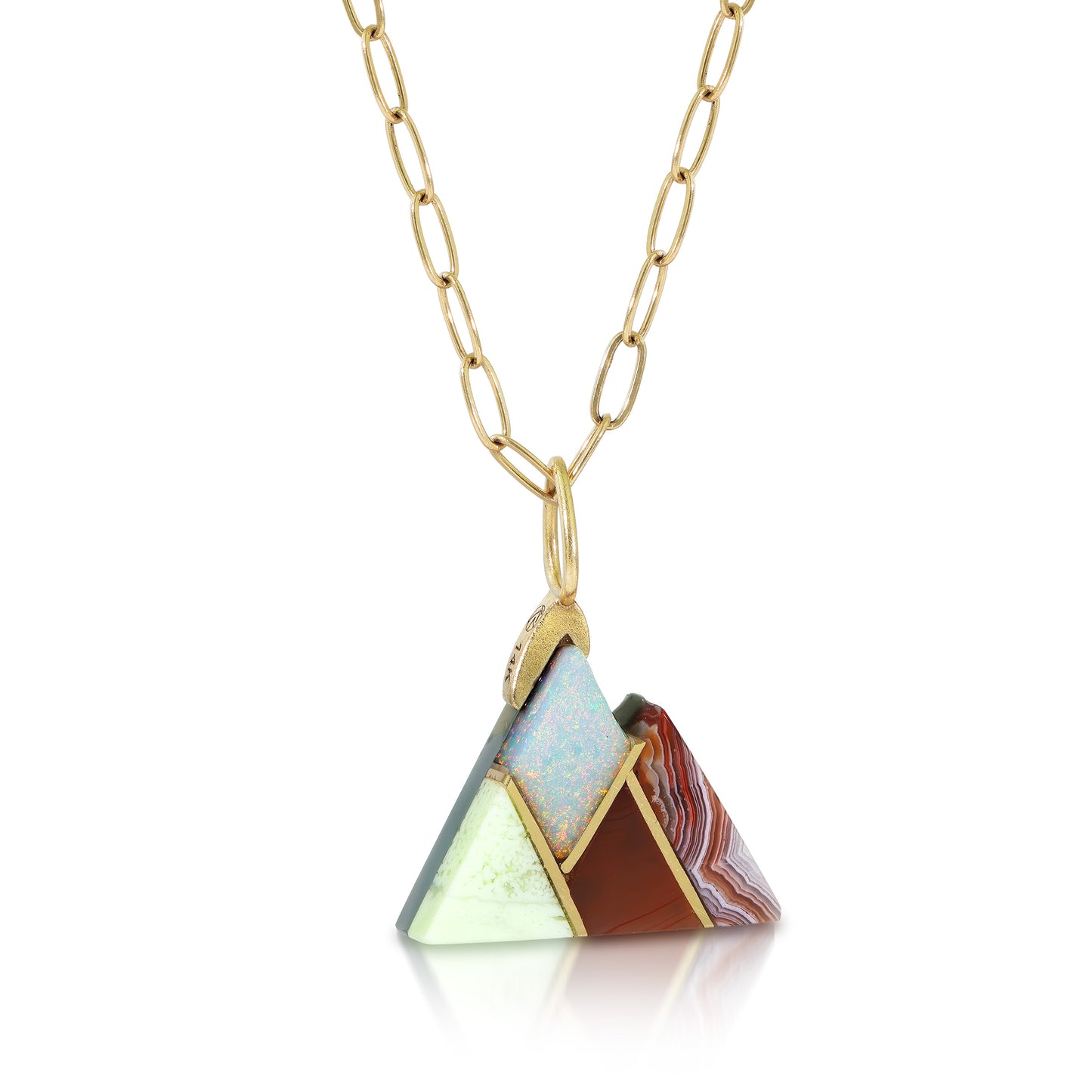 Two Sided Hava Ridge Intarsia Gold Mountain Charm
