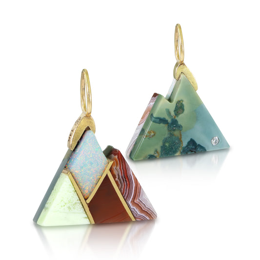 Two Sided Hava Ridge Intarsia Gold Mountain Charm