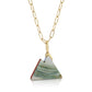 Two Sided Grey Petrified Wood Intarsia Gold Mountain Charm