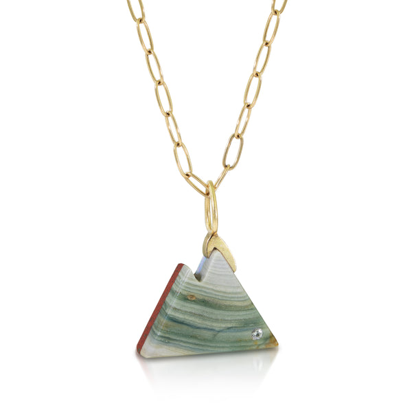 Two Sided Larsonite Intarsia Gold Mountain Charm