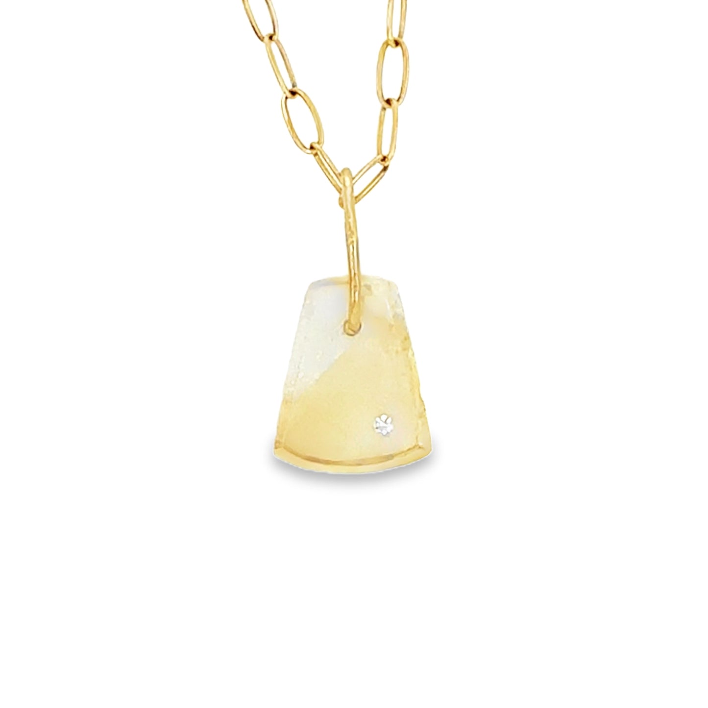 citrine diamond gold pebble charm