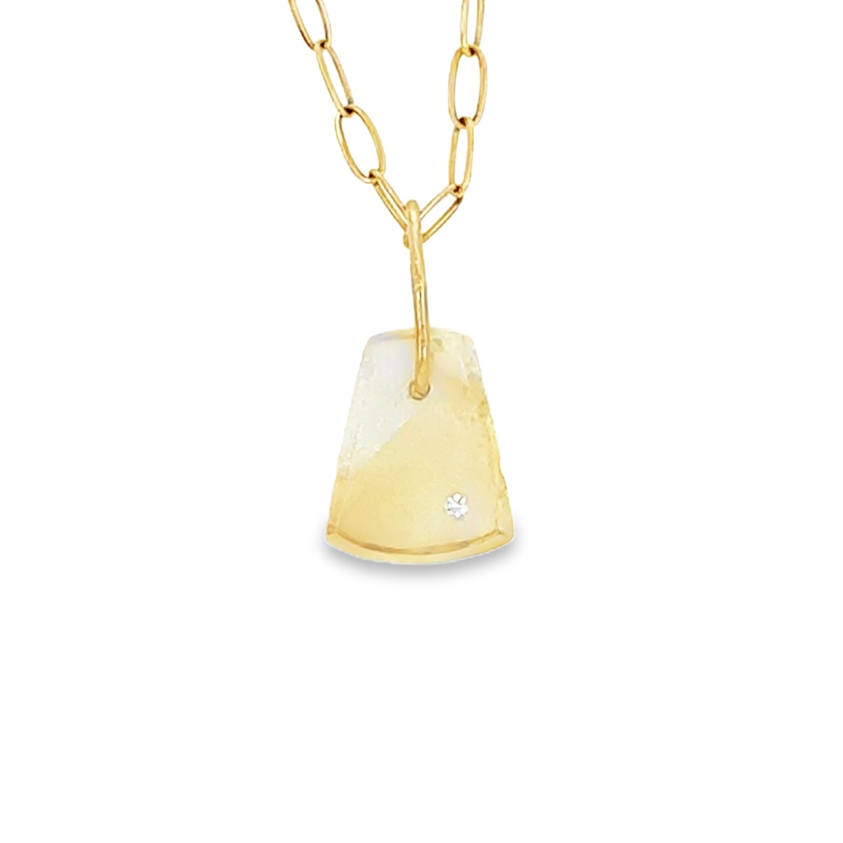 citrine diamond gold pebble charm
