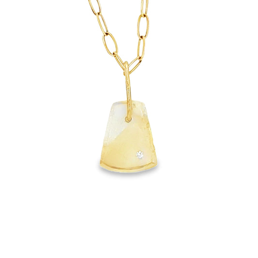 citrine diamond gold pebble charm