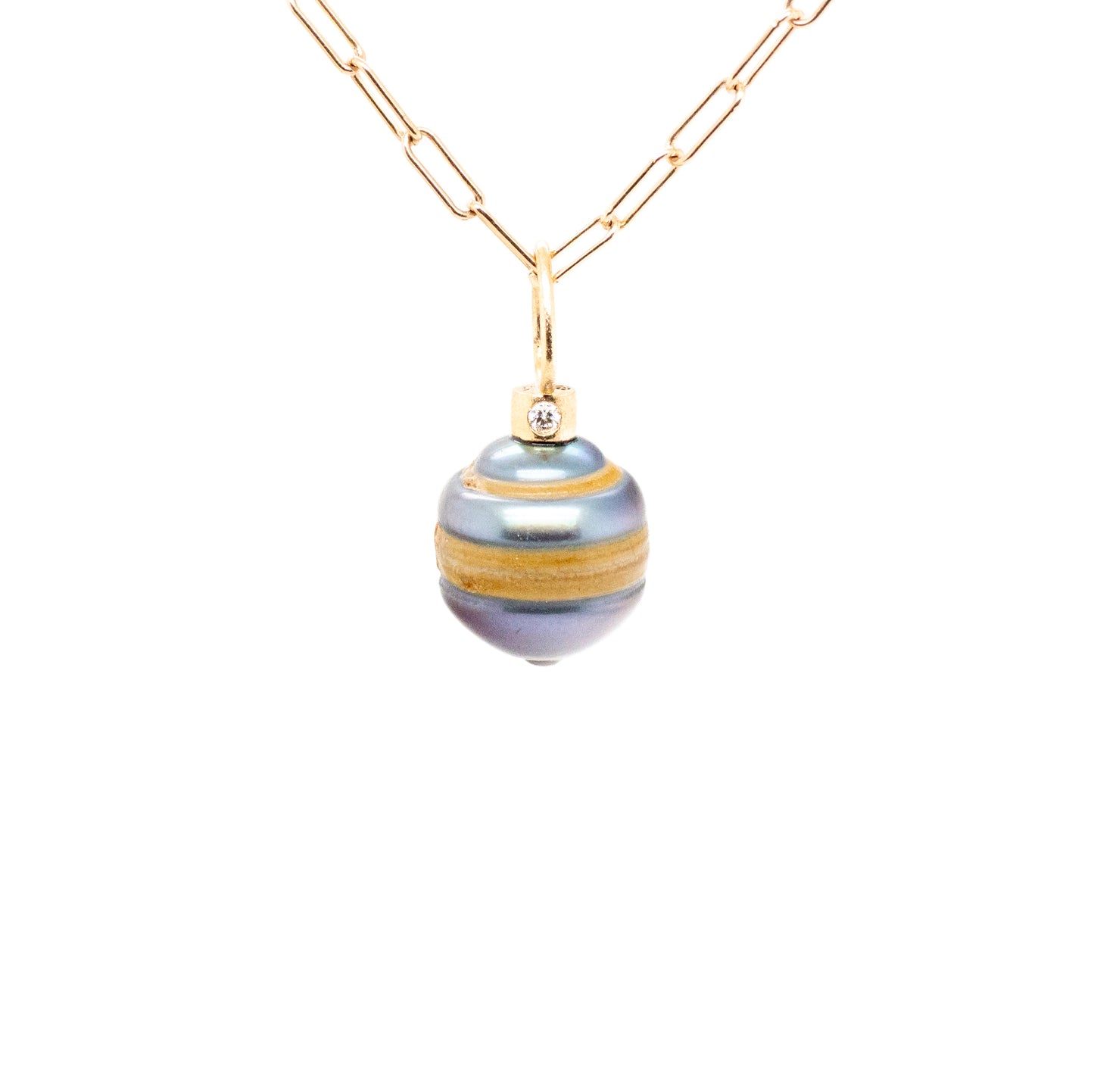 Coffee Colored Rings Tahitian Pearl and Diamonds Gold Charm