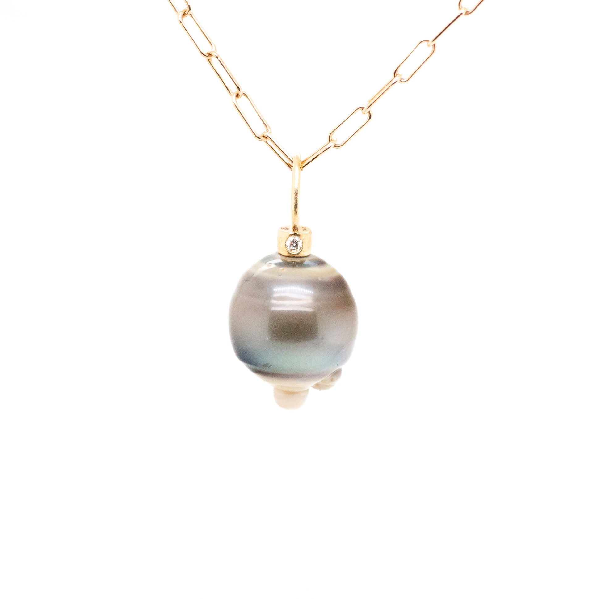 Tahitian pearl diamonds gold charm