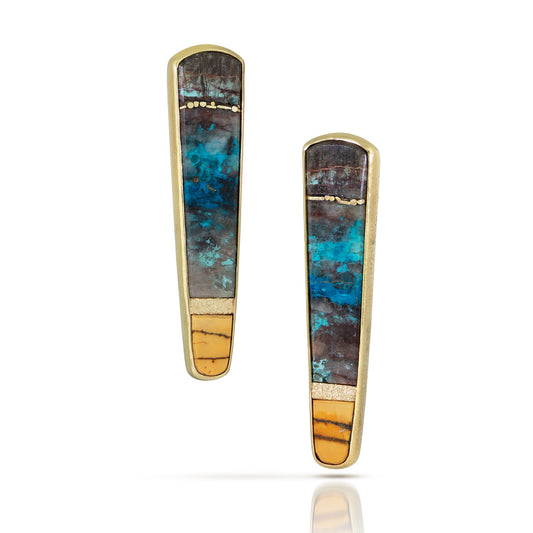 Shattuckite and Jasper Gold Kintsugi Inlay Earrings