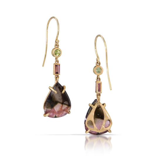 Tourmaline and Peridot Gold Earrings
